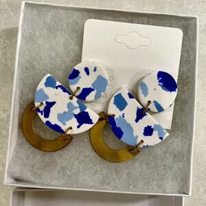Handmade Blue Polymer Clay Earrings